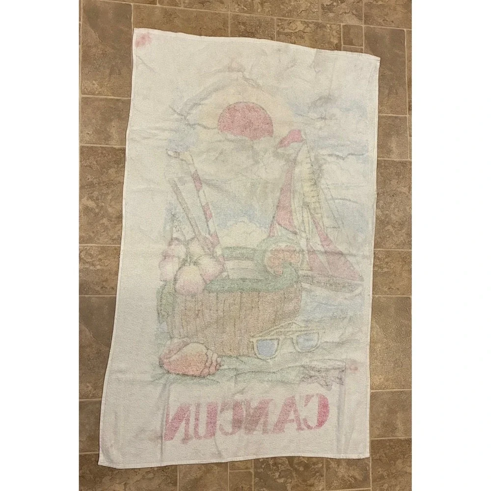 Vintage‎ Cancun Mexico Beach Towel 54X32 inches